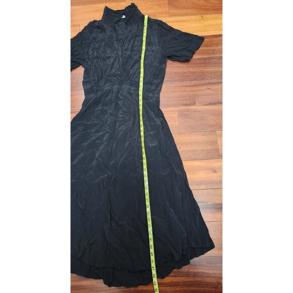 Aura The Label Genevieve Black Lattice Lace Deep V Neckline Midi Dress L - Picture 11 of 15